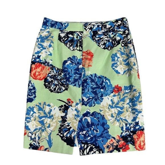 J. Crew Womens Pencil Skirt size 2 Mint Green Floral Knee Length - Picture 4 of 10